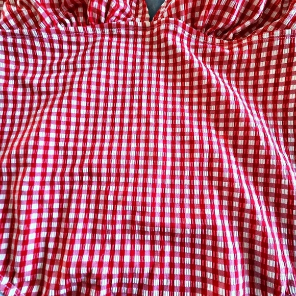 NWOT Shade & Shore Retro  Gingham One-Piece Swimsuit Red and White Size L - Picture 3 of 6